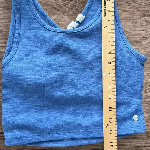 Roxy Good Keepsake Crop Top Blue Textured Tank Womens M - Picture 6 of 7